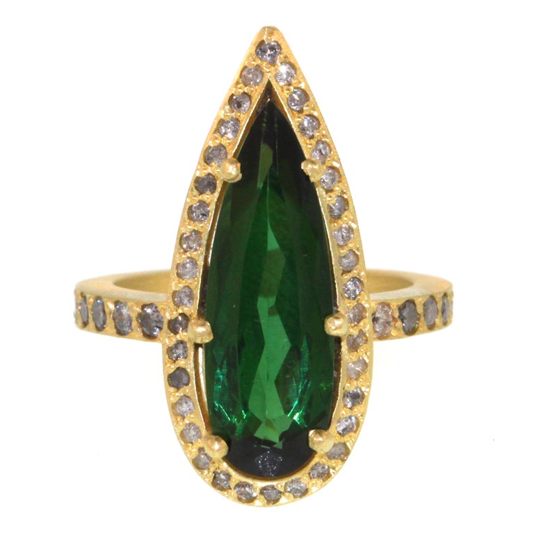 Pear Shaped Tourmaline & Diamond Ring