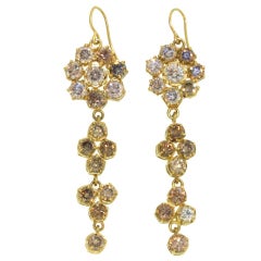 Diamond Flower Drop Earrings