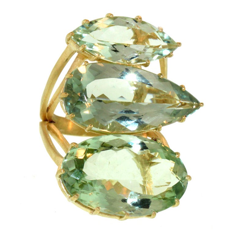 Triple Green Amethyst Ring