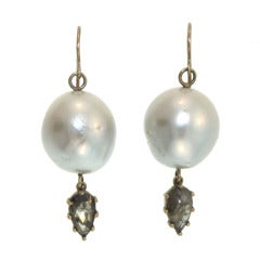 South Sea Pearl Diamond Slice Earrings