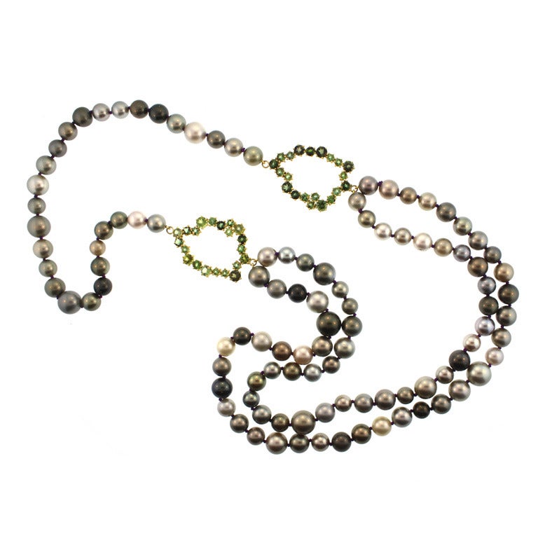 Pearls With Green Tourmaline Accent For Sale