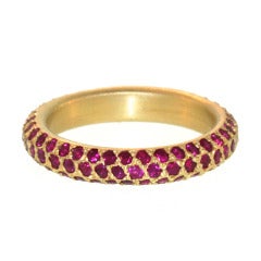 Curved Triple Row Ruby Pave Band