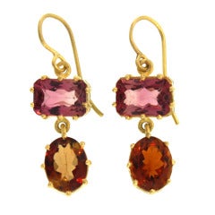 Pink and Brown Double Tourmaline Drops