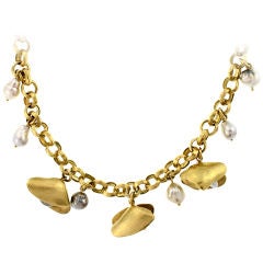 Seashell & South Sea Pearl Charm Necklace