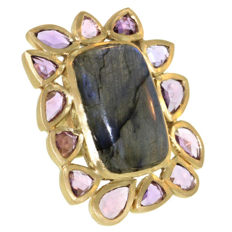 Labradorite & Pink Sapphire Ring For Sale