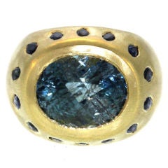 Aquamarine & Sapphire Queen's Ring