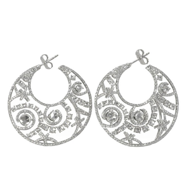 Diamonds Double Sided Hoop Earrings For Sale