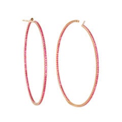 18kt. Yellow Gold, Rubies Micro-Pave Earhoops