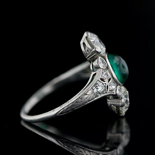 Art Deco Cabochon Emerald Ring by Dreicer & Co. For Sale 1