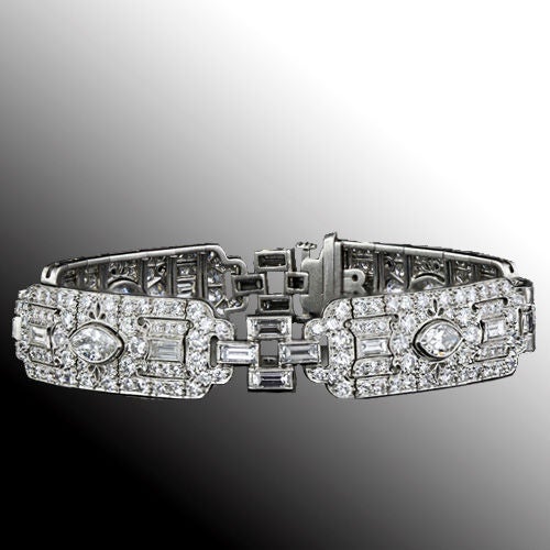 Women's Fine Art Deco Diamond Platinum Bracelet