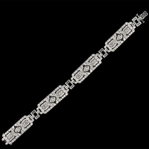 Fine Art Deco Diamond Platinum Bracelet 2