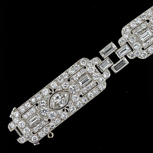 Fine Art Deco Diamond Platinum Bracelet 4