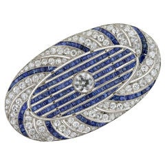 Antique Superb Art Deco Sapphire and Diamond Brooch