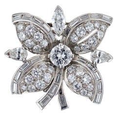 Diamond and Platinum Flower Clip Pin