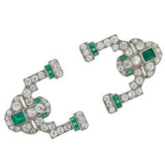 Art Deco Diamond and Emerald Jabot Pin