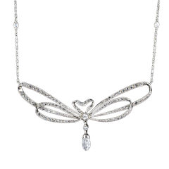 Antique Edwardian Elegant Diamond Bow Necklace