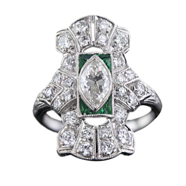 Art Deco Diamond Cocktail Ring For Sale