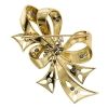 This fabulous, fun and festive multi-dimensional bow knot brooch, crafted in rich 18k yellow gold, diamonds and cabochon sapphires measures just shy of three inches across and just shy of 2 inches at the tallest point - in other words, this is a