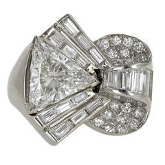 1930s Diamond Platinum Cocktail Ring 2