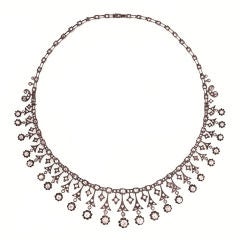 Antique French 19th Century Diamond Bib Necklace