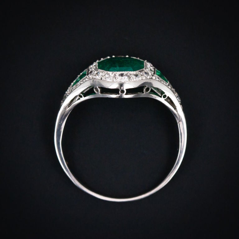 Art Deco Emerald and Diamond Ring 2