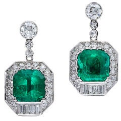 12 Carat Emerald and Diamond Earrings