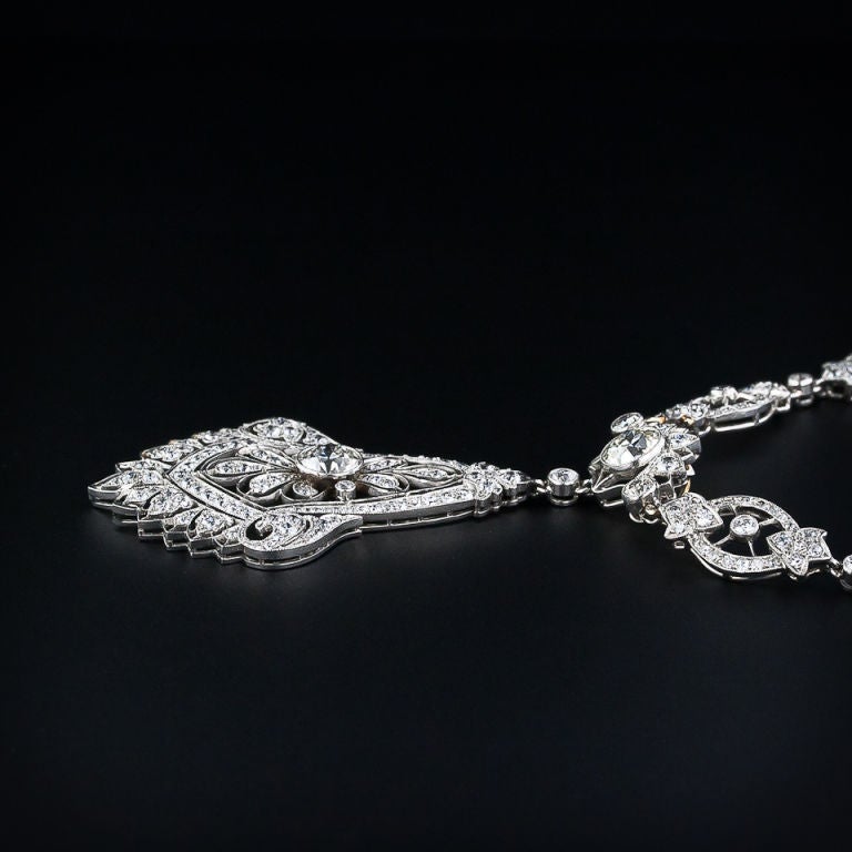 Cartier Diamond Platinum drop Necklace For Sale 1
