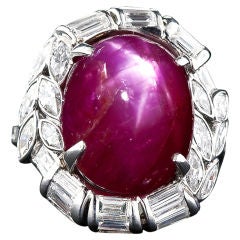 20 Carat Star Ruby and Diamond Ring in Platinum