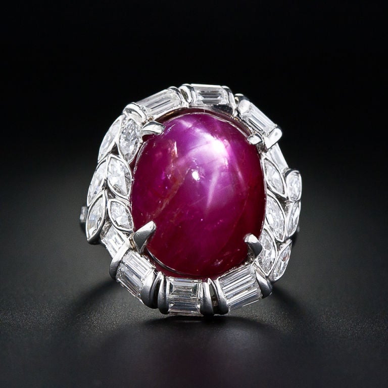20 Carat Star Ruby and Diamond Ring in Platinum