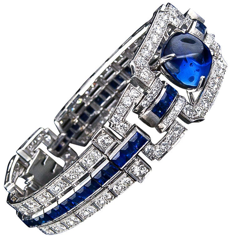 Magnificent Art Deco Sapphire and Diamond Bracelet For Sale