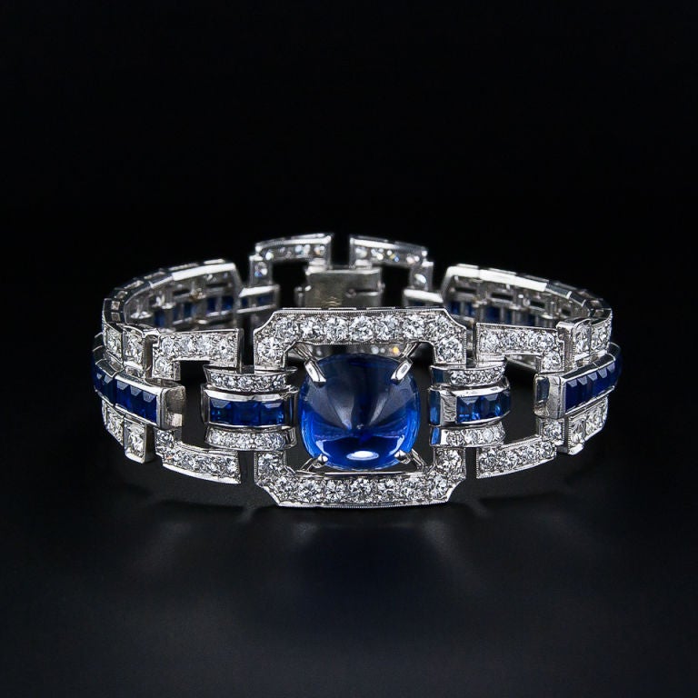 Magnificent Art Deco Sapphire and Diamond Bracelet In Excellent Condition For Sale In San Francisco, CA