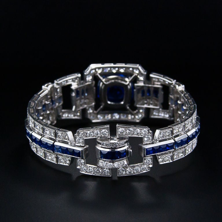 Magnificent Art Deco Sapphire and Diamond Bracelet For Sale 1