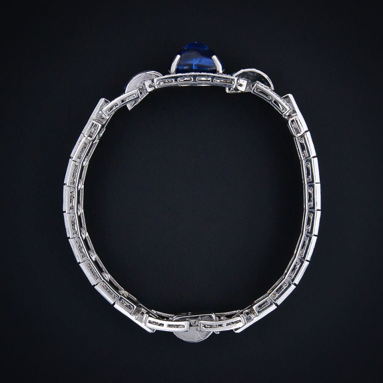 Magnificent Art Deco Sapphire and Diamond Bracelet For Sale 2