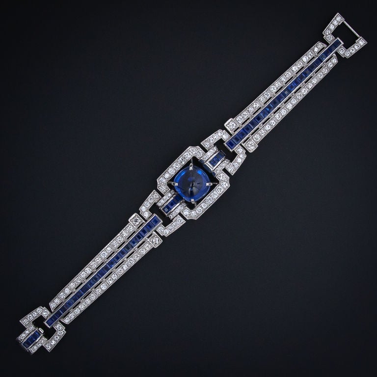 Magnificent Art Deco Sapphire and Diamond Bracelet For Sale 3