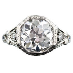 3.55 Carat Original Art Deco Solitaire Diamond Ring