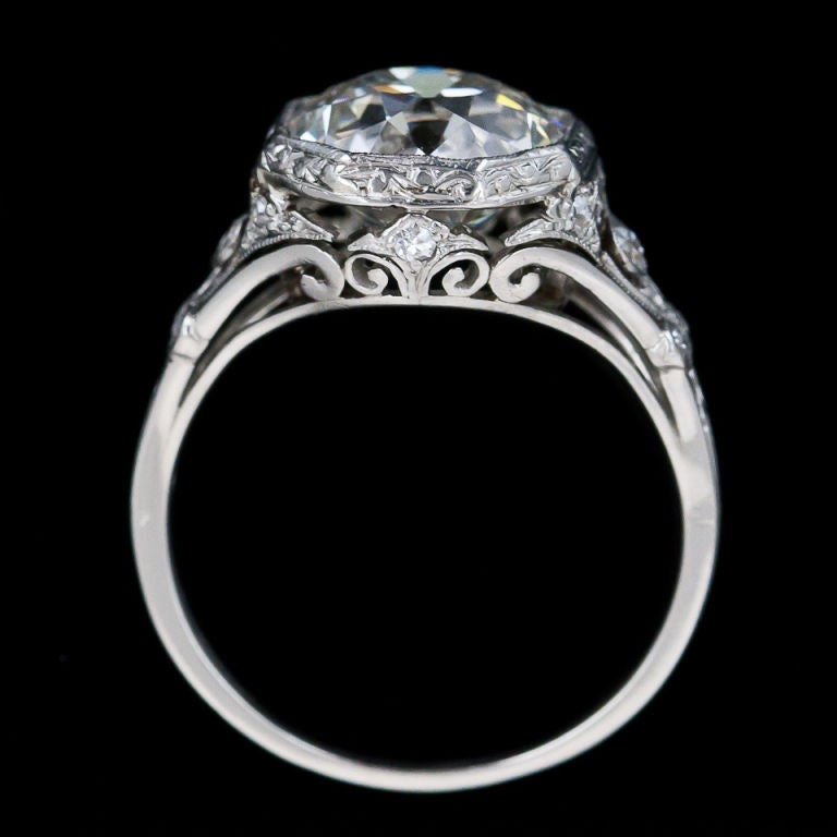 3.55 Carat Original Art Deco Solitaire Diamond Ring 2