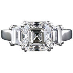 3.20 Asscher Cut Diamond Engagement Ring - GIA