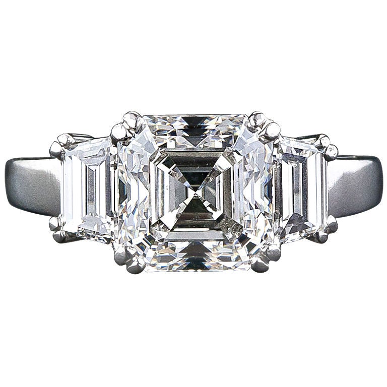 3.20 Asscher Cut Diamond Engagement Ring - GIA