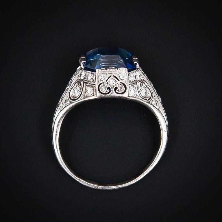 Tiffany & Company Art Deco Sapphire and Diamond Ring 2