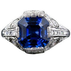 Tiffany & Company Art Deco Sapphire and Diamond Ring