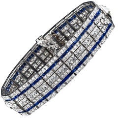 Fine Art Deco Sapphire and Diamond Bracelet