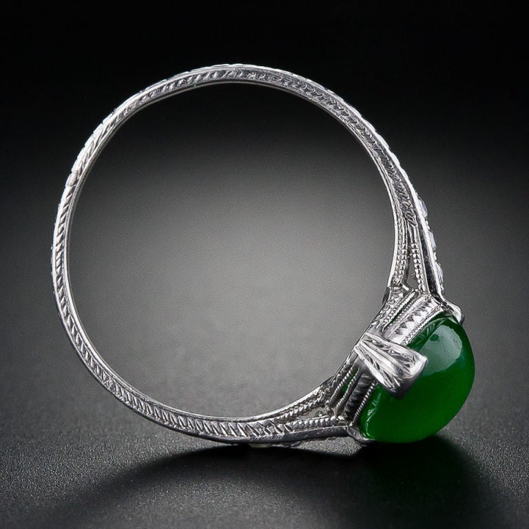 Women's Fine Natural Jade and Diamond Ring For Sale