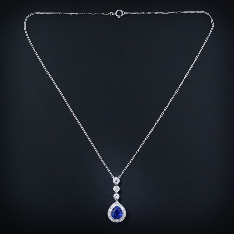 Women's T.B. Starr Natural-No Heat Burma Sapphire and Diamond Necklace