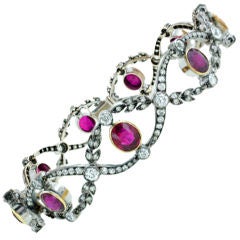 Edwardian Garland Style Ruby and Diamond Bracelet-Choker