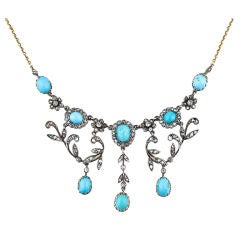 Late Victorian Turquoise and Diamond Necklace