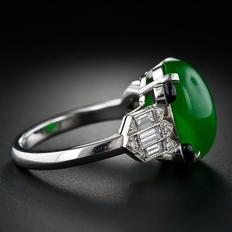 Contemporary Imperial Jadeite and Diamond Ring