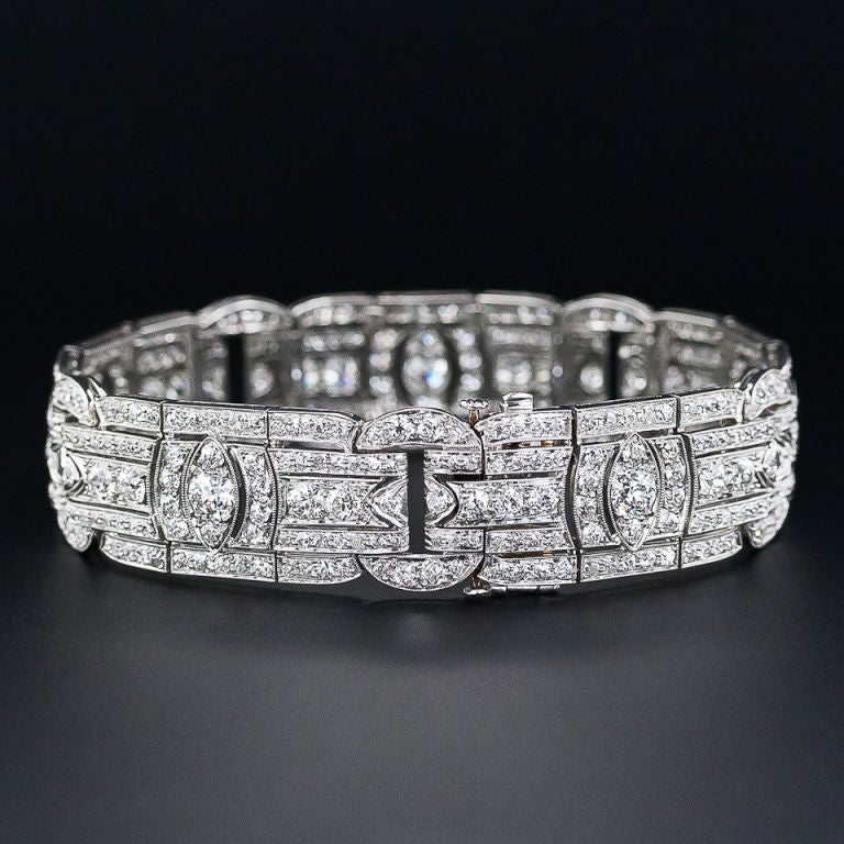 Art Deco Platinum Diamond Bracelet In Excellent Condition For Sale In San Francisco, CA