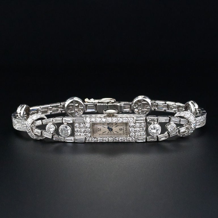 Lady's Art Deco Diamond Wristwatch In Excellent Condition For Sale In San Francisco, CA