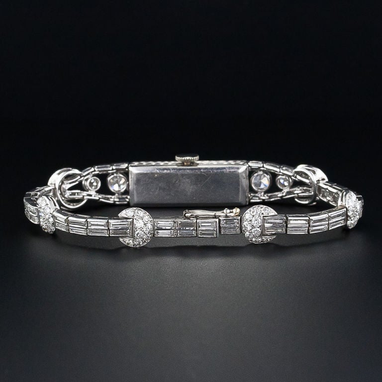 Women's Lady's Art Deco Diamond Wristwatch For Sale