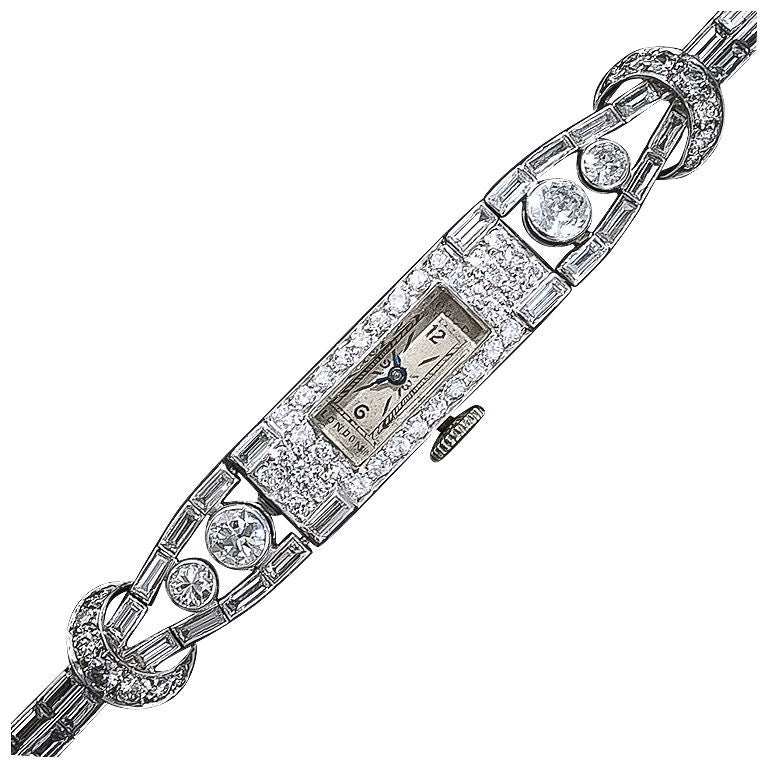 Lady's Art Deco Diamond Wristwatch For Sale